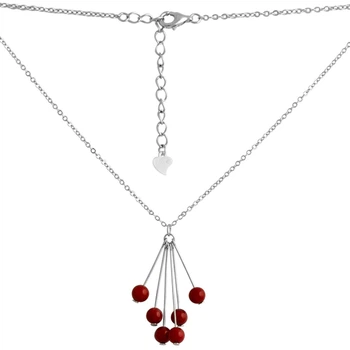 Серебряное колье с кораллом, вес изделия 3,99 гр (2131823)