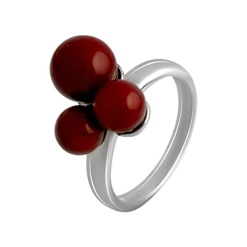 Срібна каблучка з коралом, вага виробу 3,92 гр (2136262)
