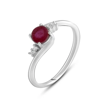 Серебряное кольцо с натуральным рубином 0.756ct, вес изделия 1,71 гр (2127567)
