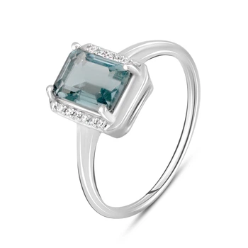 Серебряное кольцо с топазом Лондон Блю 1.591ct, вес изделия 2,61 гр (2091837)