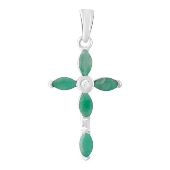 Серебряный крестик SilverBreeze с изумрудом 1.72ct (2107002)