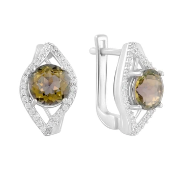 Серебряные серьги с цитрином nano 4.9ct, фианитами (2123026)