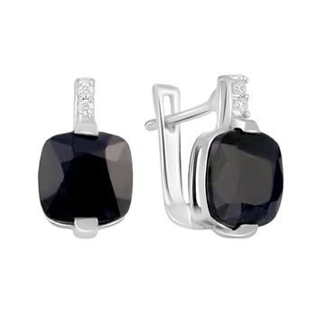 Серебряные серьги с натуральным сапфиром 7.537ct, фианитами (2120117)