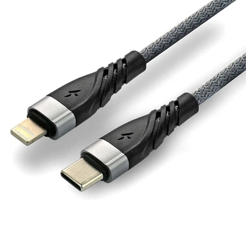 Кабель USB-C to Apple Lightning everActive CBB-1CIG 1m, USB 2.0, PD 20W, Black в оплетке