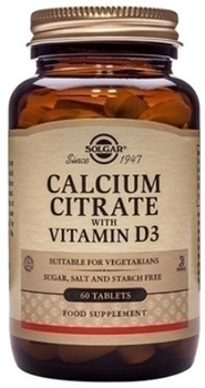 Цитрат Solgar Кальцію + Вітамін D3, Calcium Citrate with Vitamin D3, 60 таблеток (33984004306)