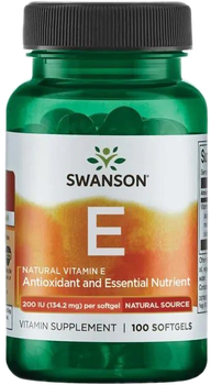 Харчова добавка Swanson Натуральний вітамін Е 200 МО 100 капсул (87614011363)