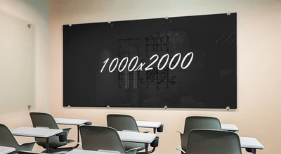 Скляна маркерна магнітна дошка 200х100 см Чорна