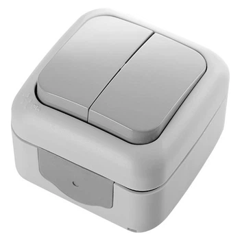 Вимикач зовнішній двоклавішний VIKO Palmiye IP54 Сірий (90555502)