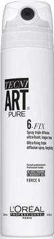 Profesjonalny spray utrwalający bez zapachu L'Oreal Professionnel Tecni.Art Pure 6-Fix z potrójnym sprayem do ultramocnego i długotrwałego utrwalenia 250 ml (0000030162839)