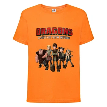 Футболка детская Как приручить дракона (DRAGONS) оранжевая (DRAGONS-004-orange) 128 см