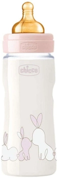 Chicco Original Touch plastikowa butelka do karmienia z lateksowym smoczkiem 4m+ 330 ml różowy (27634.10)
