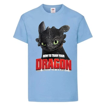 Футболка детская Как приручить дракона (DRAGONS) светло-голубая (dragon-05-blue) 116 см.
