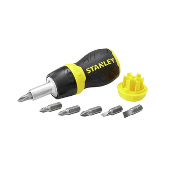 Отвертка Укороченная Stanley® Multibit Ratchet Stubby С Храповым Механизмом В Комплекте С 6 Ма Вставками 0-66-358