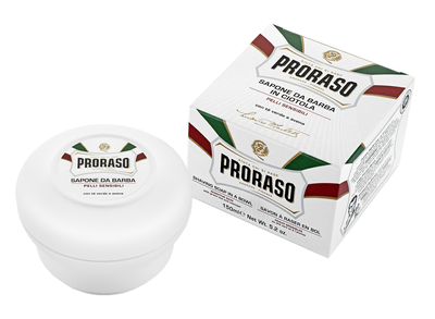 Mydło do golenia do skóry wrażliwej Proraso z ekstraktem z zielonej herbaty i owsa 150 ml (8004395001682)