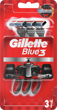 Jednorazowe maszynki do golenia Gillette Blue 3 3 szt. Czerwone (7702018076130)
