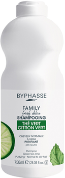Шампунь Byphasse Family Fresh Delice з лаймом і зеленим чаєм для нормального і жирного волосся 750 мл (8436097095452)