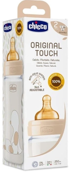 Пляшка для годування пластикова Chicco Original Touch з латексною соскою 2+ міс. 250 мл Бежева (27624.30)