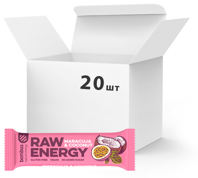 Batoniki Bombus Raw Energy Marakuja i Kokos 20 szt. po 50 g (8594068261180)