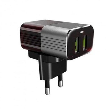 СЗУ & Кабель Ldnio A2206Q Micro для зарядки на 2 USB 2.4 A чёрный серебристый (717615)