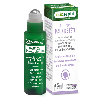 Ролер проти головного болю Olioseptil / ROLL-ON MAUX DE TETE - 4 ефірних олії, 5 мл (OL11)