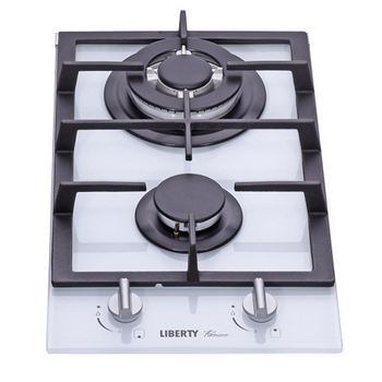 Біла скляна газова варильна поверхня на 2 конфорки Domino Liberty PG3121BG-CCW, біле скло