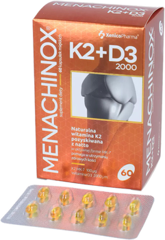 Харчова добавка Xenico Pharma Менахінокс K2+D3 2000 60 капсул (5905279876521)