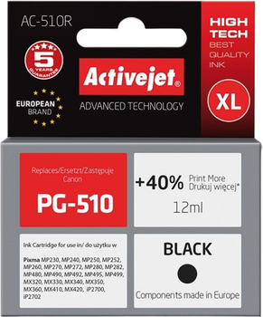 Картридж Activejet Premium для Canon PG-510 Black (AC-510R)