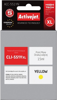 Картридж Activejet Supreme для Canon CLI-551Y Yellow (ACC-551YN)