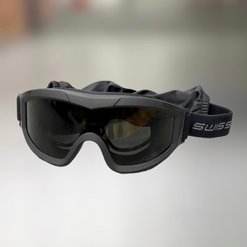 Маска балістична Swiss Eye F-Tac, Чорна, Лінзи: прозорі, помаранчеві, затемнені, тактичні окуляри
