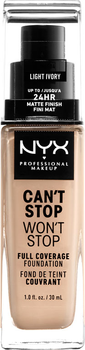 Рідка тональна основа NYX Professional Makeup Can`t Stop Won`t Stop 24-Hour 04 Light ivory 30 мл (800897157197)