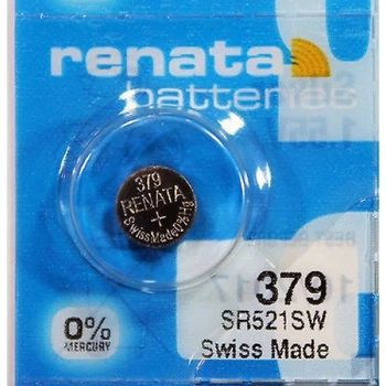 Батарейка серебрянно-цинковая Renata 379 SR521SW (G0, LR63), 1.55V, блистер 10шт разрывной, цена за штуку!