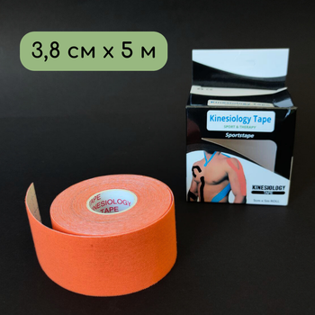 Кінезіо тейп пластир для тейпування тіла тейп стрічка для спини шиї 3,8 см х 5 м Помаранчевий (ТБ470-3_8)