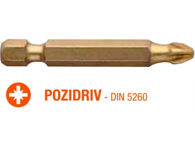 Бита USH ISOTIN Pozidriv PZ3 x 50мм Torsion титановая удлиненная 10шт (UUSG0213632)