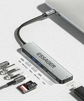 USB-хаб Essager Type-C 7в1 HDMI 4K