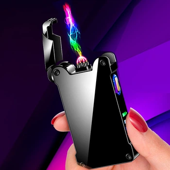 Зажигалка usb 2 дуги с фонариком в подарочной упаковке US-670