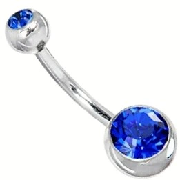 Серьга для пирсинга пупка Shine из медицинской стали синие камни