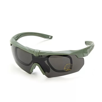 Захисні тактичні окуляри ESS Crossbow Polarized з 3 лінзами та діоптрією Олива