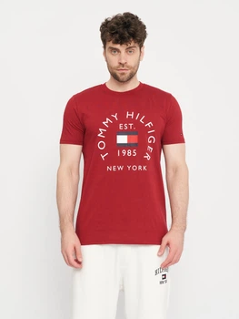 Футболка хлопковая длинная мужская Tommy Hilfiger 11032.4 L Бордовая