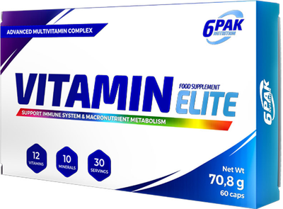 Kompleks witamin i minerałów 6Pak Vitamin elite 60 kapsułek smak naturalny (5902114043971)