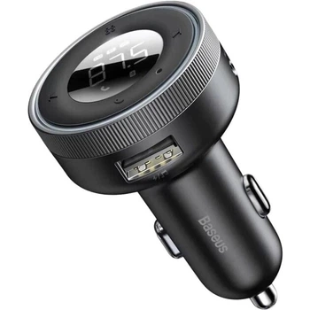 Автомобільний FM-трансмітер Baseus CCLH-01 Bluetooth 5.0 FM-передавач 2 USB AUX ресивер, модулятор, плеєр MP3 black (6953156206816)