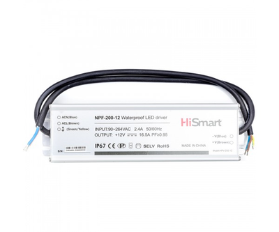 Блок живлення HiSmart 12V, 16.5A, 200W, PFC, IP67