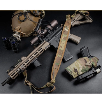 Двоточковий збройовий тактичний ремінь для автомата АК, AR Multicam ремінь для зброї Мультикам WOS789
