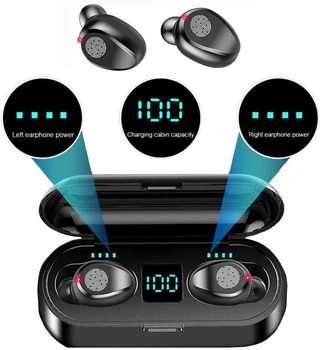 Бездротові навушники F9 з павербанком - Bluetooth сенсорні вакуумні чорні вкладиші