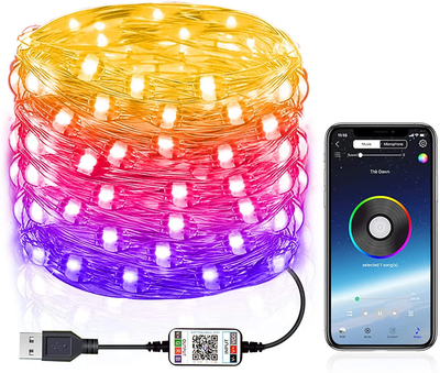 Гирлянда Наружная водонепроницаемая Пластик Bluetooth App Control String USB RGB (1639BTACSGRLNDC27) TIN66