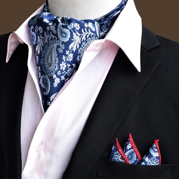 Аскот Bow Tie House синий с узором и платком-паше 00023