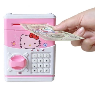 Игрушечный детский сейф копилка Hello Kitty розовый с кодовым замком