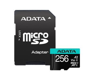 Карта памяти microSDXC A-DATA Premier Pro 256GB Class 10 UHS-I (U3) V30 A2 W-85MB/s R-100MB/s +SD-адаптер AUSDX256GUI3V30SA2-RA1