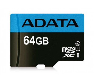Карта пам'яті A-DATA Premier 64GB Class 10 UHS-I (U1) V10 A1 W-25MB/s R-100MB/s +SD-адаптер AUSDX64GUICL10A1-RA1