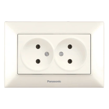 Розетка двойная без заземления Panasonic Arkedia Slim крем WNTC0204-2BG