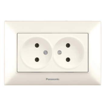 Розетка подвійна без заземлення Panasonic Arkedia Slim крем WNTC0204-2BG